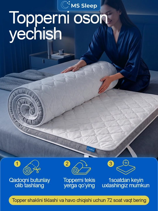 Topper ortopedik, topper matras, balandligi 7 sm, Ms Orto Core Plus, qulay uyqu