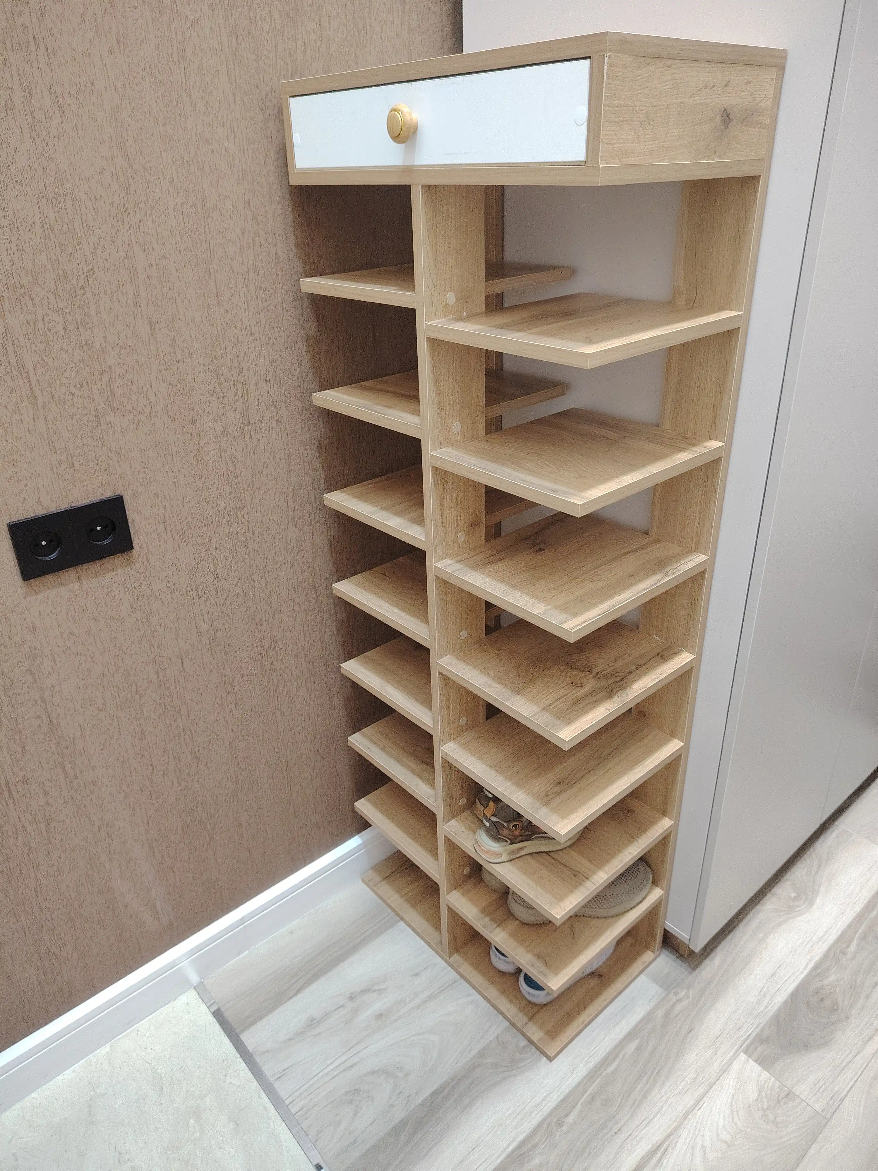 Обувница OKEN, тумба для прихожей, в собранном виде (52x30x140 см / 52x30x90 см)