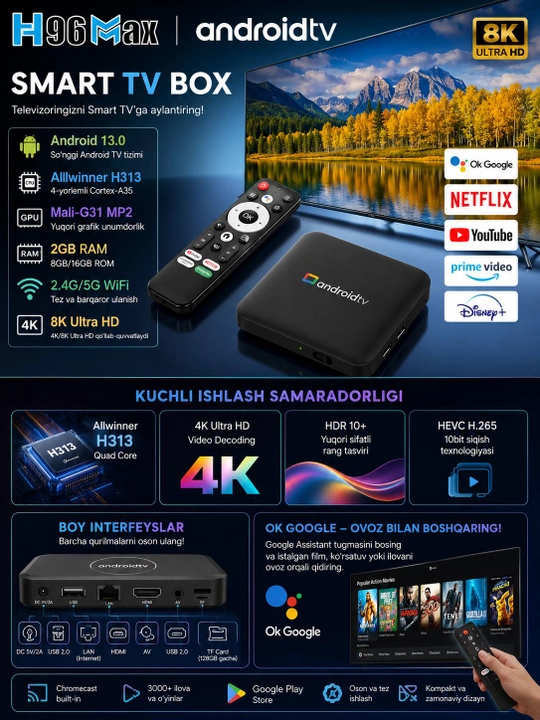 H96 MAX TV Box — Android 14 - 