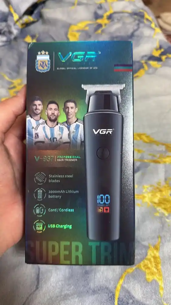 Professional simsiz soch va soqol olish kesish mashinkasi trimmer VGR V-937, LCD displeyli