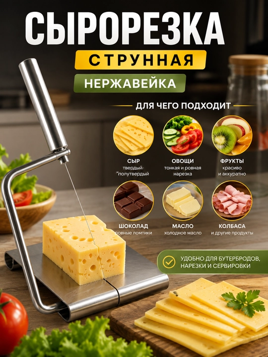 Pishiriqlar va pishloq uchun zanglamaydigan strunali kesgich