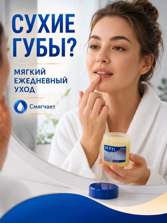 Вазелин косметический Revel Classic для сухой кожи, губ и тела, 50 мл