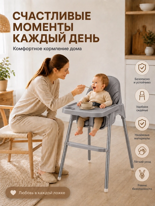 Детский стульчик для кормления, регулируемый по высоте, детское кресло для малыша