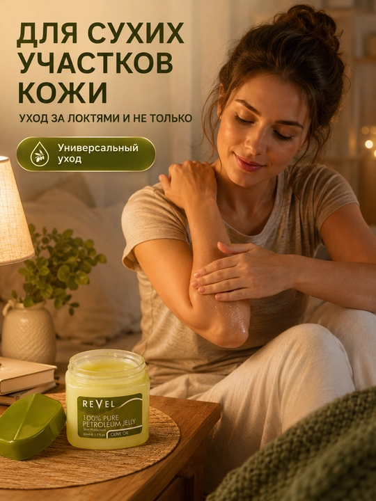 Вазелин косметический Revel с оливковым маслом для губ и кожи, 50 мл