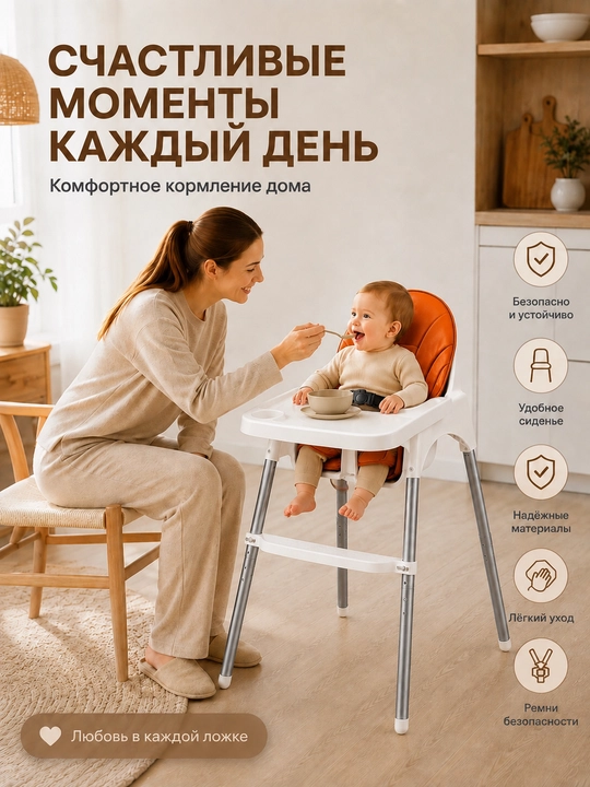 Стульчик для кормления. Две модели: с регулировкой высоты и без регулировки высоты