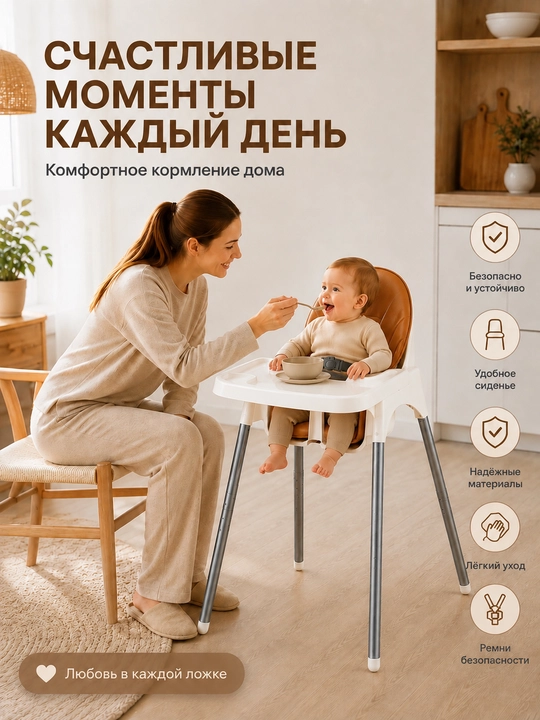 Стульчик для кормления. Две модели: с регулировкой высоты и без регулировки высоты