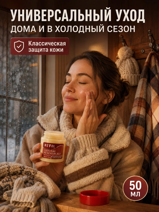 Вазелин косметический Revel с маслом какао для губ и кожи, 50 мл