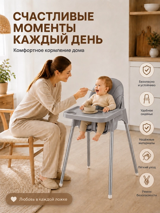 Стульчик для кормления. Две модели: с регулировкой высоты и без регулировки высоты