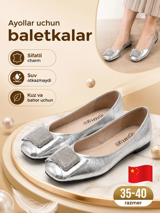 Ayollar uchun qora klassik balet tufli