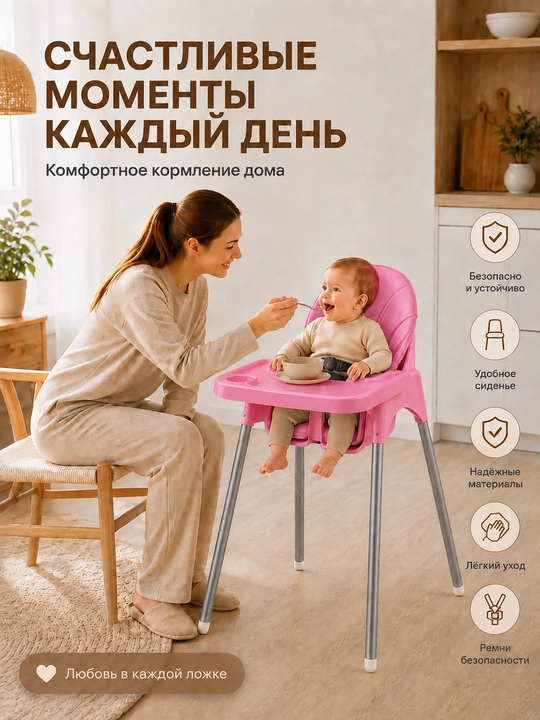 Стульчик для кормления. Две модели: с регулировкой высоты и без регулировки высоты