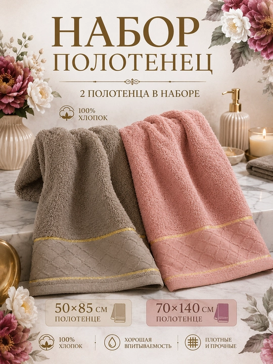 Paxmoq sochiqlar to'plami, yuz va tana uchun, paxta - 