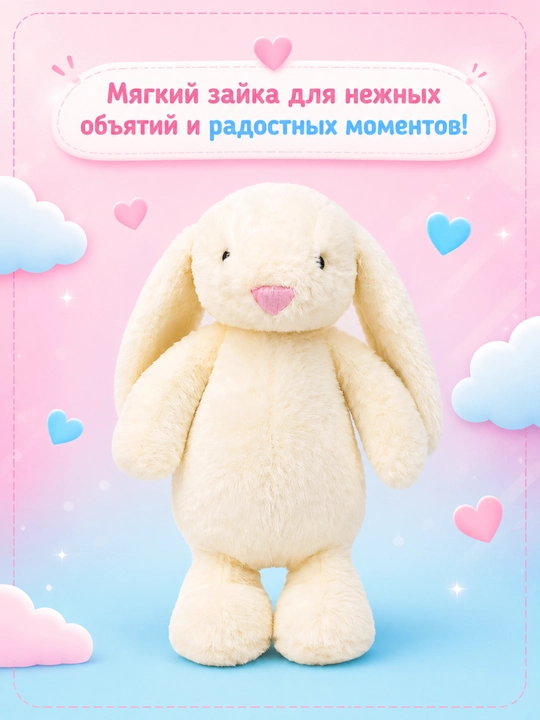 Мягкая игрушка, зайчик, плюшевый, кролик, 45 см, подарок, для детей