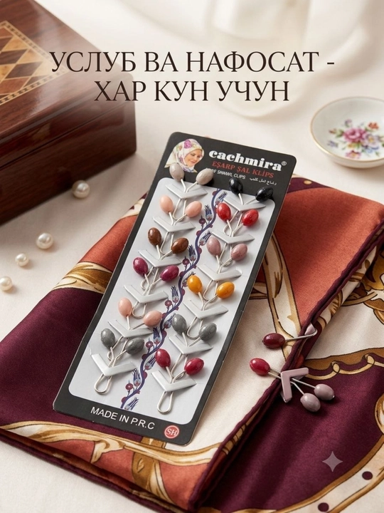 Ro‘mol qistirgichi toshli klips, Hijob uchun bezakli qisqich to‘plami - 