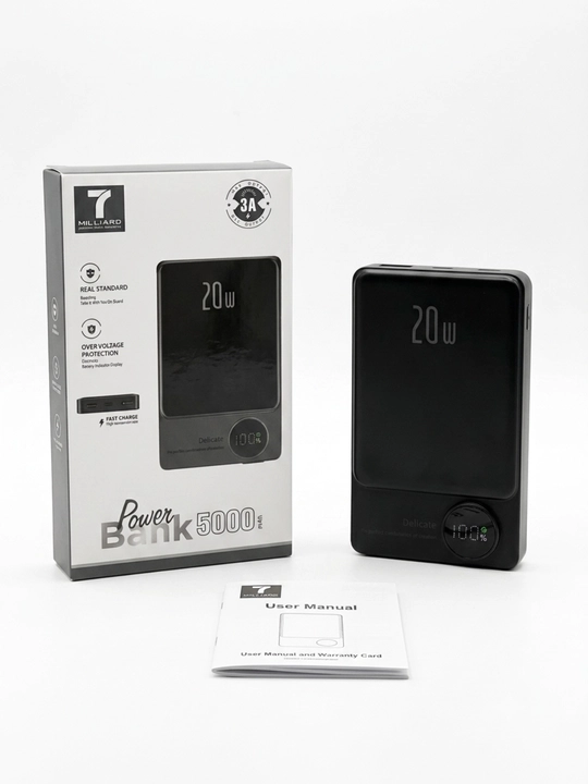 Повербанк 7 Milliard 5000 mAh 20W быстрая зарядка 3A ультратонкий с LED дисплеем