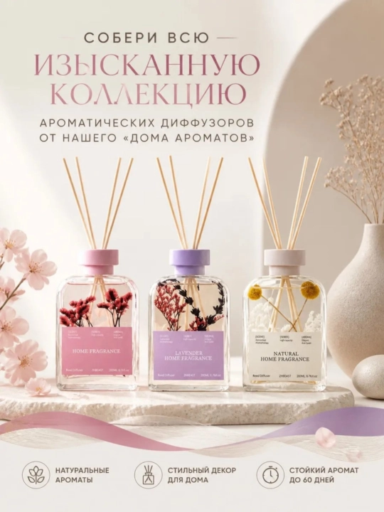Освежитель воздуха для дома, автомобиля и офиса, диффузор с палочками, 200 мл, NS-03