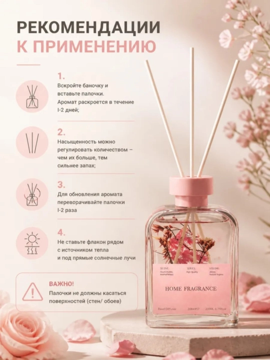 Освежитель воздуха для дома, автомобиля и офиса, диффузор с палочками, 200 мл, NS-03