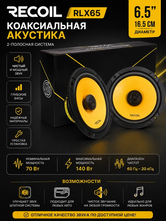 Автомобильная акустическая система RLX65 Level 3 Series с 6,5 дюймовыми динамиками - 