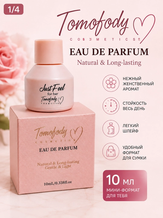 TOMOFODY Eau de Parfum 10 ml — feromonli ayollar atiri, uzoq saqlanuvchi parfum