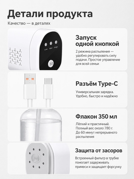 Нано-распылитель для дезинфекции: подходит для спирта и дезинфицирующих растворов