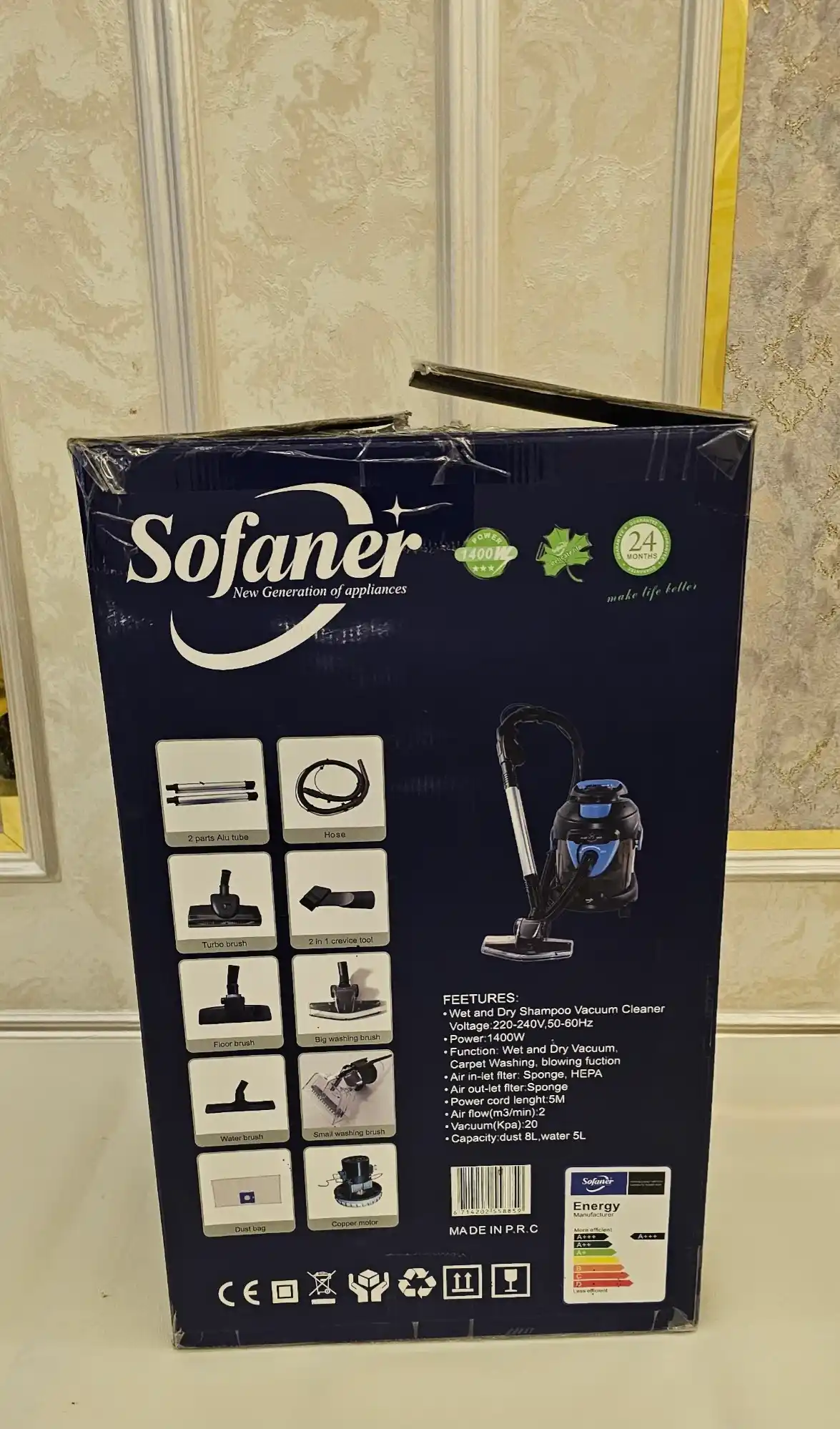 Моющий пылесос Sofaner 4 в 1, сухая и влажная уборка, HEPA-фильтр, бак 15 л