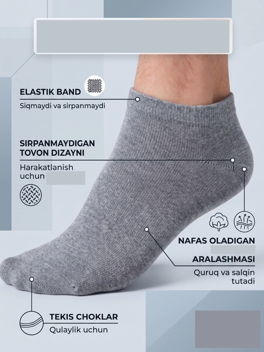 Erkaklar va o‘g‘il bolalar uchun mavsumiy paypoqlar to‘plami, 5 juft