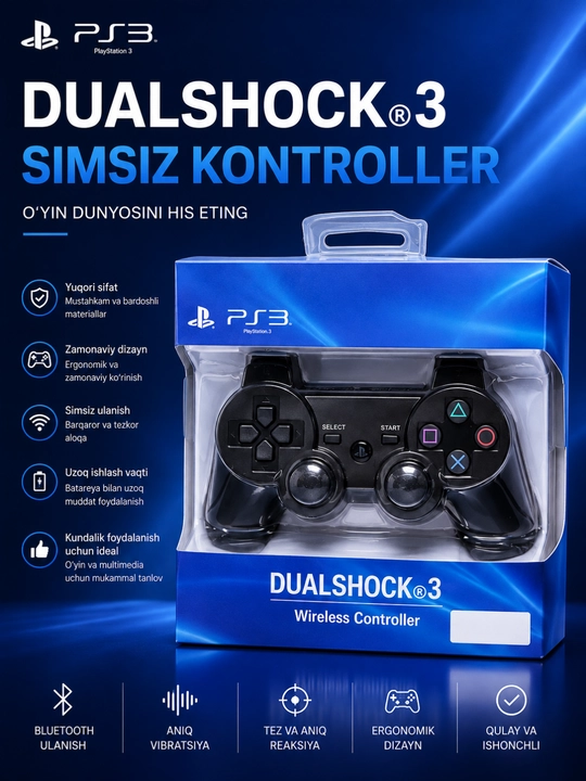 PS3 DualShock 3 Simsiz O'yin Joystigi Wireless Controller Bluetooth Gamepad - 