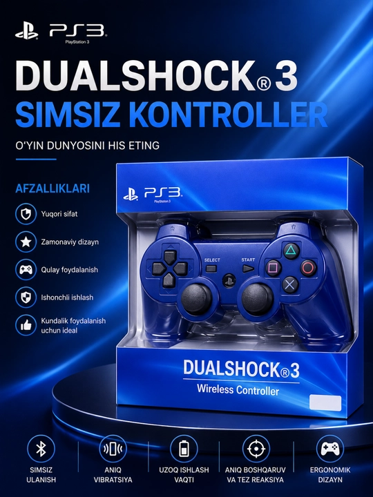 PS3 DualShock 3 Simsiz O'yin Joystigi Wireless Controller Bluetooth Gamepad - 
