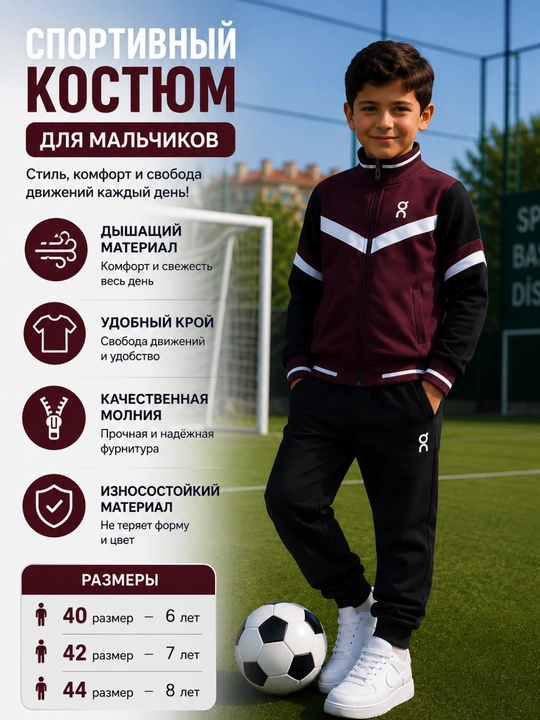 O‘g‘il bolalar uchun sport kostyumi – qulay, zamonaviy va sifatli, 6–8 yosh - 