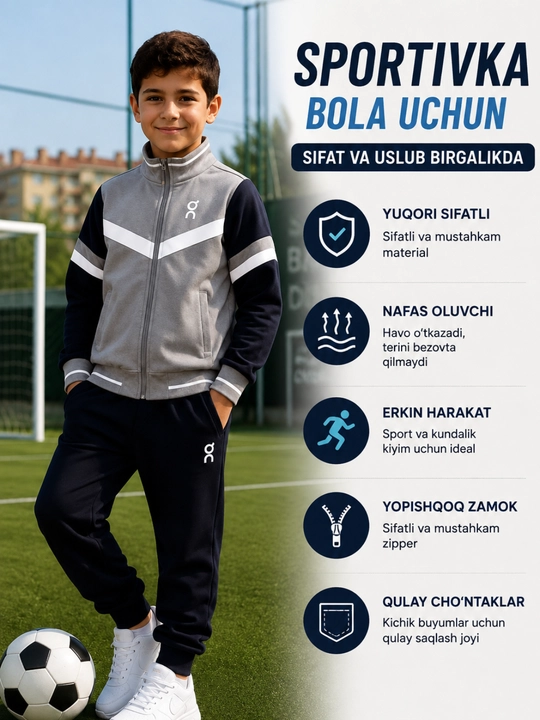 O‘g‘il bolalar uchun sport kostyumi – qulay, zamonaviy va sifatli, 6–8 yosh - 
