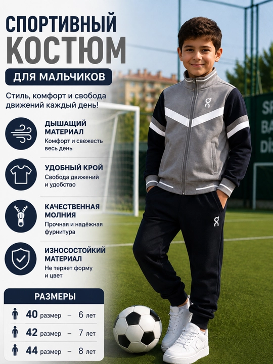 O‘g‘il bolalar uchun sport kostyumi – qulay, zamonaviy va sifatli, 6–8 yosh
