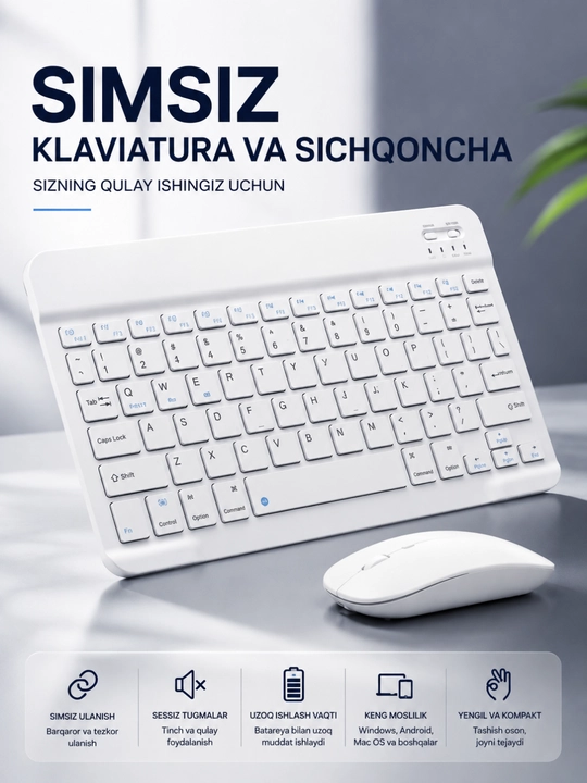 Simsiz Klaviatura va Sichqoncha To‘plami, 2.4GHz USB Wireless Keyboard & Mouse Combo - 