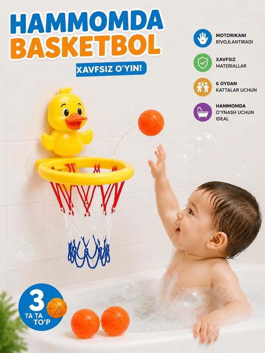 Suzish uchun 3 to'pli suv basketboli bo'lgan bolalar vannasi basketbol halqasi - 