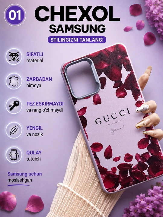 Samsung A 16, A 17, A 56, A10, A12, A54, A52, A51, A34, A35, A36, A37, A26 silikon g‘ilofi