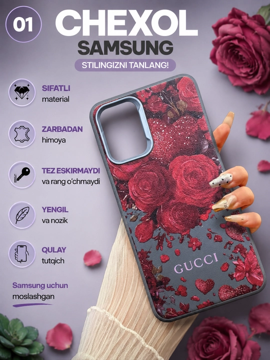 Samsung A 16, A 17, A 56, A10, A12, A54, A52, A51, A34, A35, A36, A37, A26 silikon g‘ilofi