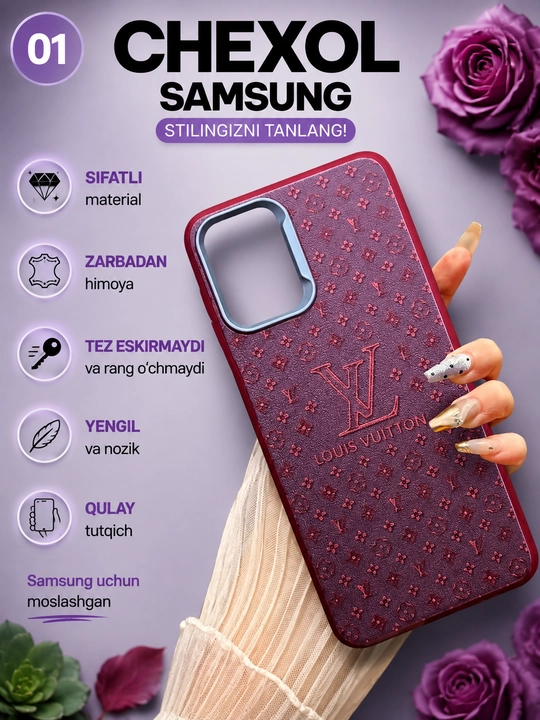 Samsung A 16, A 17, A 56, A10, A12, A54, A52, A51, A34, A35, A36, A37, A26 silikon g‘ilofi