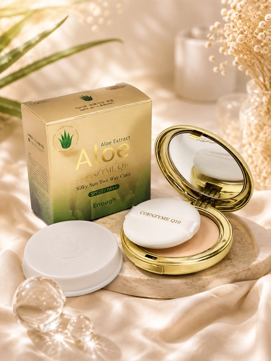 Enough Aloe yuz uchun upa, aloe vera bilan, SPF25, mat effektli, kompakt, zaxira blokli - 
