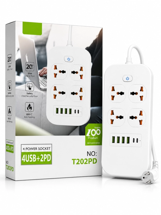 USB, Type-C, himoya va Premium rozetkalarga ega universal tarmoq uzaytirgichi