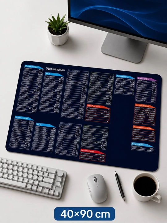 Коврик для стола 40x90 с горячими клавишами Windows Большой  - 