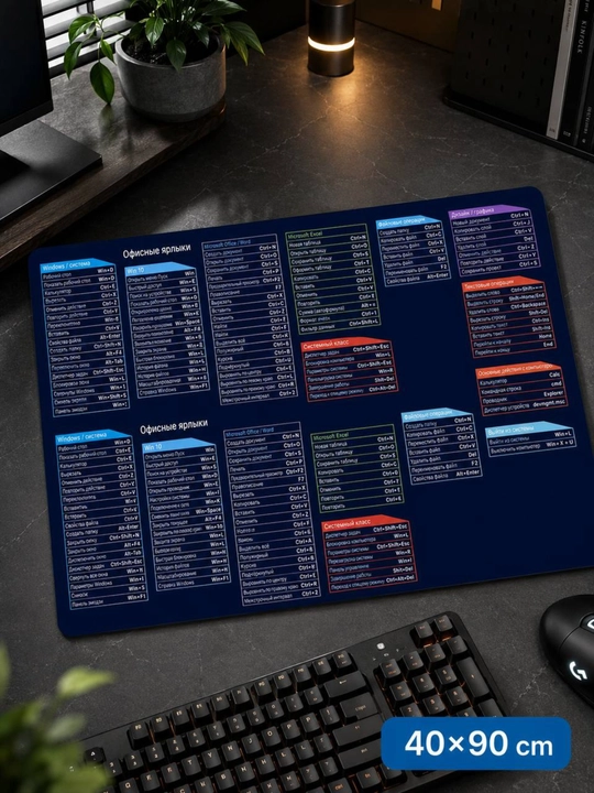 Коврик для стола 40x90 с горячими клавишами Windows Большой 