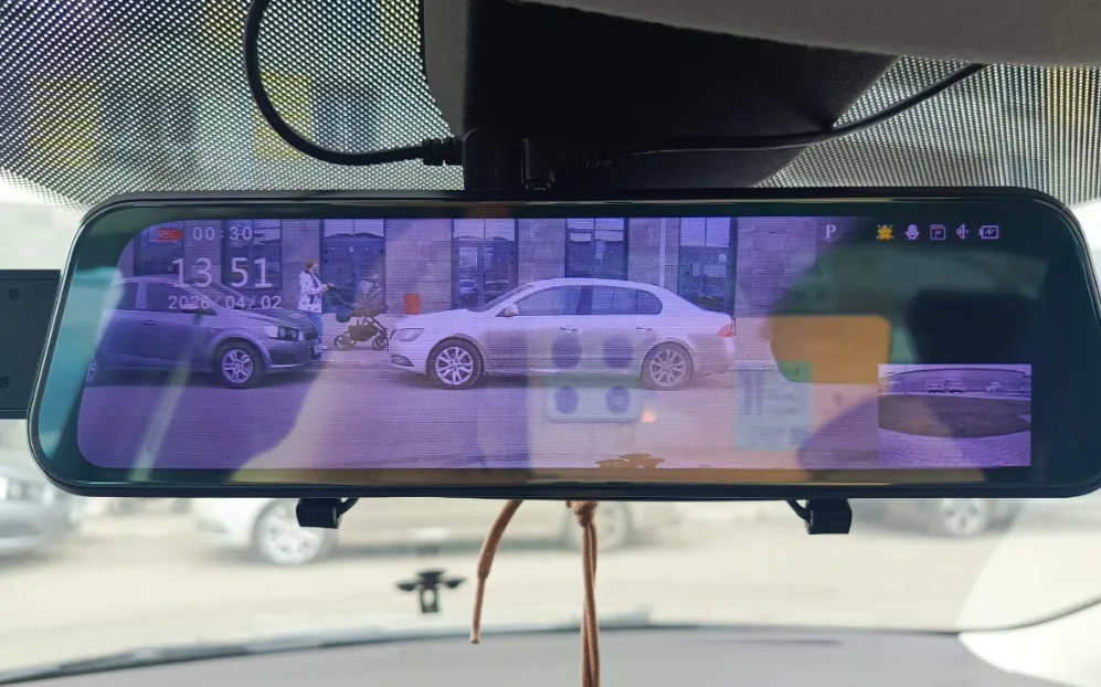 TECHMIZU 10″ ko‘zgu videoregistrator, Full HD 1080p, orqa kamera bilan