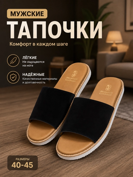 Erkaklar uchun yozgi shippaklar, zamsh, har kunlik yengil va qulay shippaklar, 40-45 - 