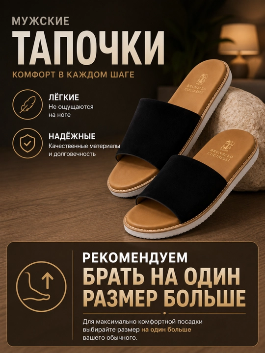 Erkaklar uchun yozgi shippaklar, zamsh, har kunlik yengil va qulay shippaklar, 40-45