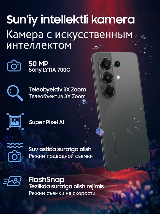 TECNO CAMON 50 va 50 Pro kamerali smartfoni, 8/256 GB, AMOLED 144 Hz