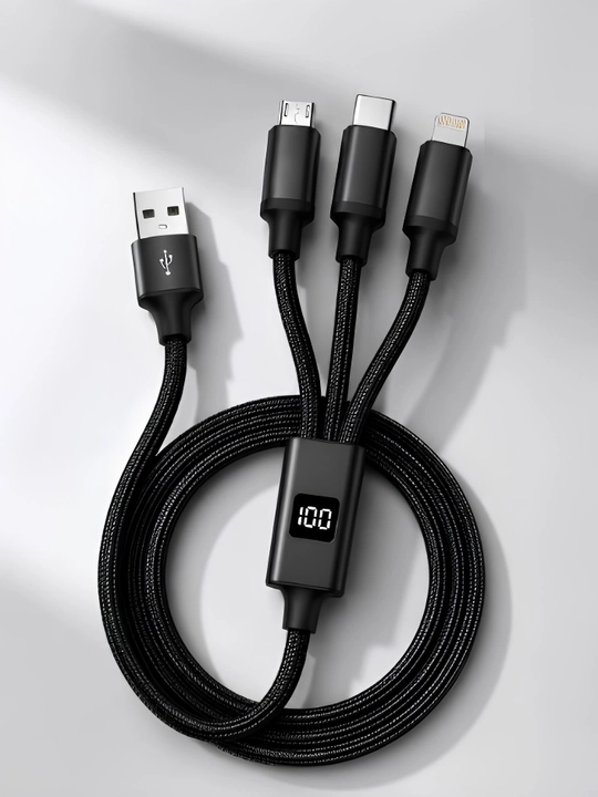 M1 3-в-1 Кабель Type-C / Lightning / Micro USB (65W) с цифровым дисплеем