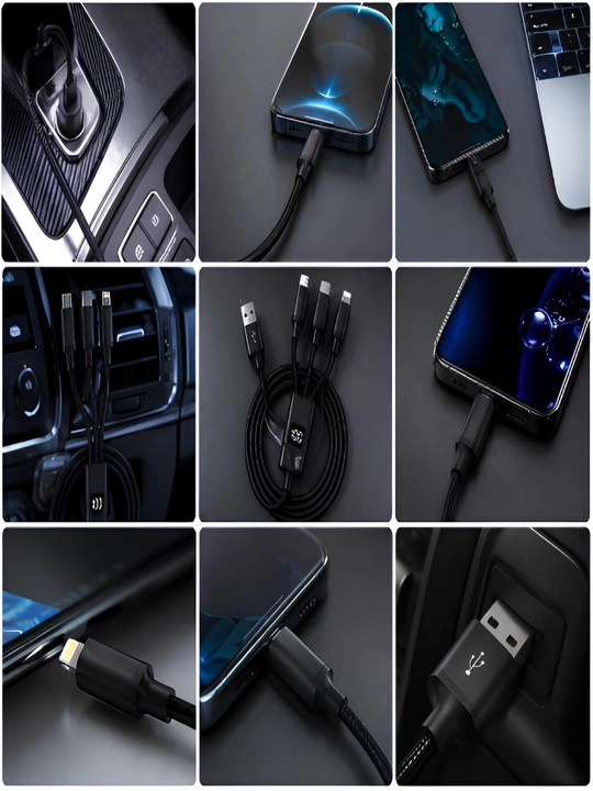 M1 3-в-1 Кабель Type-C / Lightning / Micro USB (65W) с цифровым дисплеем