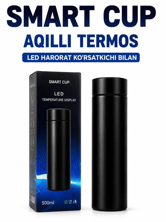 Термос с LED-дисплеем из нержавеющей стали для воды, 500 мл - 