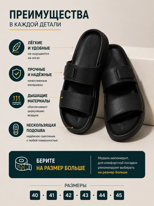 Erkaklar uchun yozgi shippak, qulay va yengil, 40–45