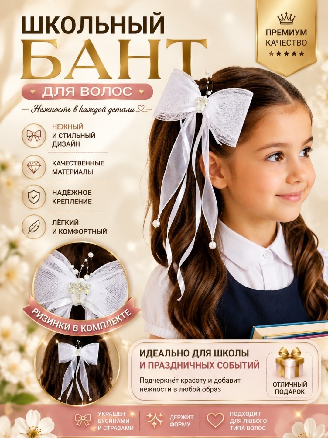 Qizlar uchun maktab oq bantlari - 
