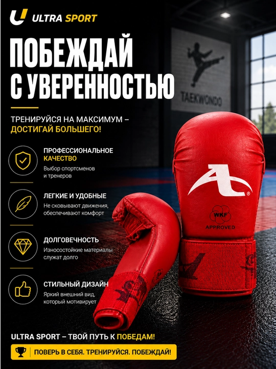 Перчатки для карате, перчатки WKF, накладки для карате, защита рук, карате экипировка