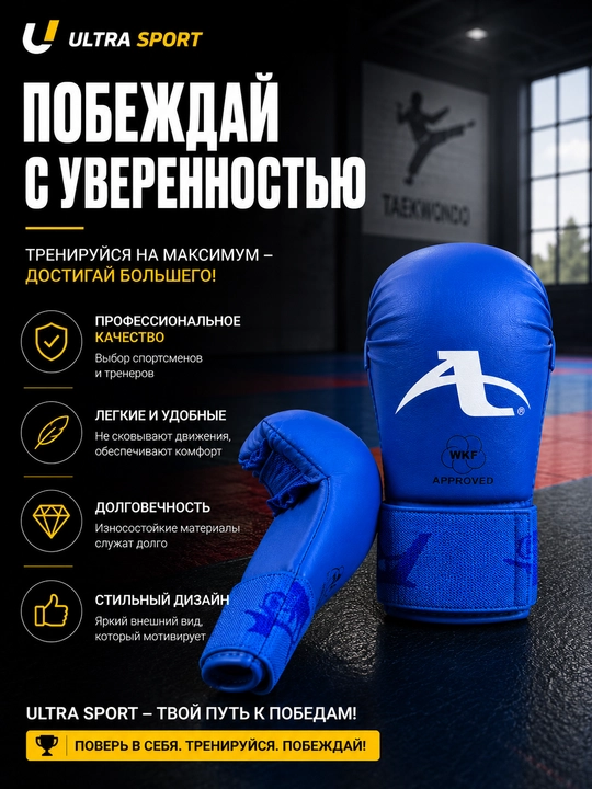 Перчатки для карате, перчатки WKF, накладки для карате, защита рук, карате экипировка